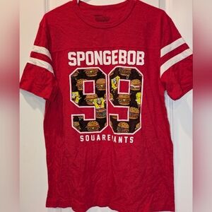 SpongeBob SquarePants Graphic Tee Large Red 99 Jersey Style Nickelodeon Shirt